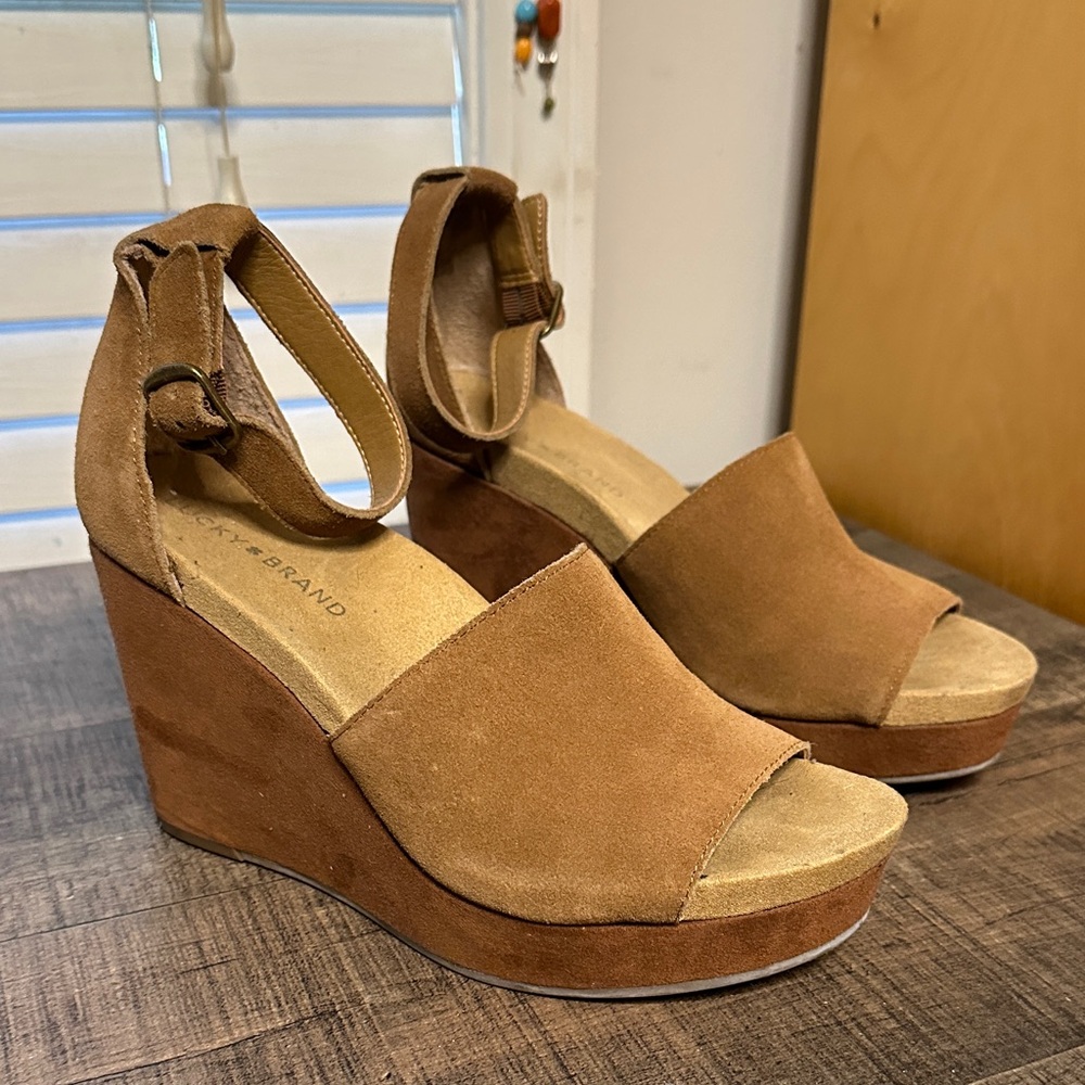 Lucky Brand Brown Wedge Sandals